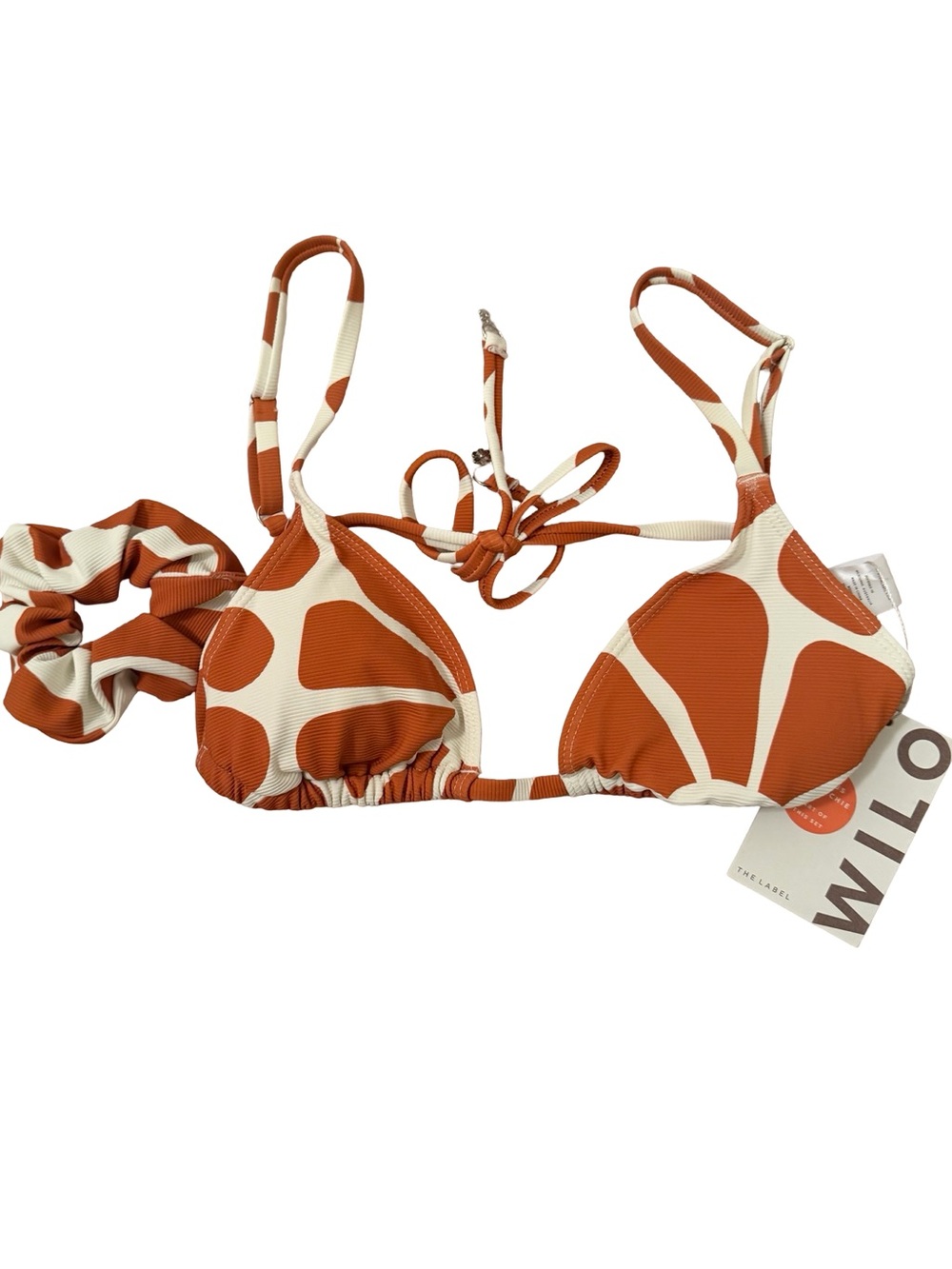 Wilo The Label Rust Petal Abstract Bikini Set w/ Scrunchie XS NWT - Picture 3 of 7